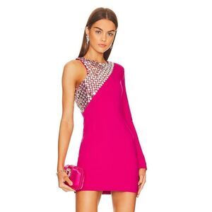 NBD Kinsley Dress Mini magenta jeweled rhinestone party going out Revolve $328 S